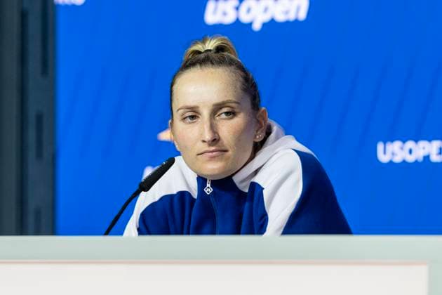 2023 US Open Player Media Day Marketa Vondrousova of Czechia speaks to press during US Open player media day ahead of start of tournament at Billy Jean King Tennis Center in New York New York New York United States Copyright: LevxRadin