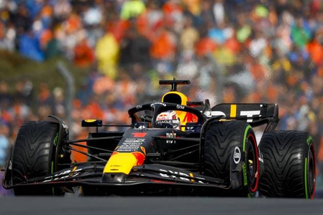 ZANDVOORT - Max Verstappen (Red Bull Racing) during qualifying for the F1 Grand Prix of the Netherlands at Circuit Zandvoort on August 26, 2023 in Zandvoort, Netherlands. ANP KOEN VAN WEEL F1 Grand Prix of The Netherlands 2023 24 xVIxANPxSportx xxANPxIVx 476345548 originalFilename: 476345548.jpg