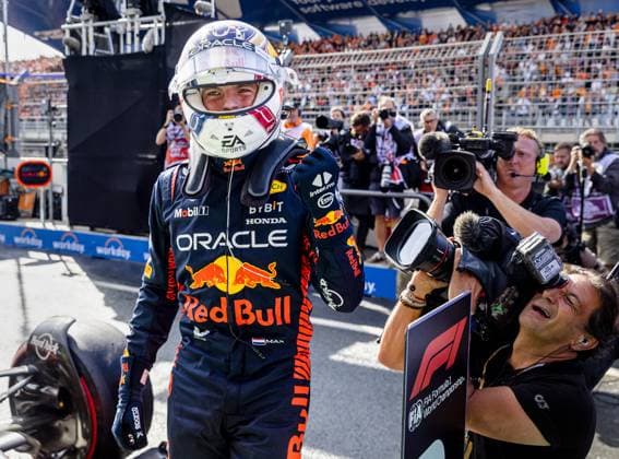 ZANDVOORT - Max Verstappen (Red Bull Racing) reacts after completing qualifying ahead of the F1 Grand Prix of the Netherlands at Circuit Zandvoort on August 26, 2023 in Zandvoort, Netherlands. ANP SEM VAN DER WAL F1 Grand Prix of The Netherlands 2023 24 xVIxANPxSportx xxANPxIVx 476349767 originalFilename: 476349767.jpg