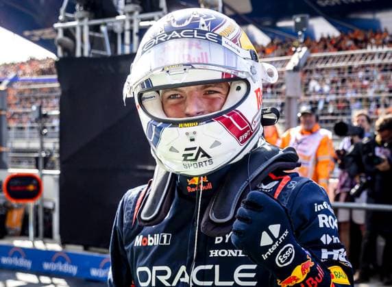 ZANDVOORT - Max Verstappen (Red Bull Racing) reacts after completing qualifying ahead of the F1 Grand Prix of the Netherlands at Circuit Zandvoort on August 26, 2023 in Zandvoort, Netherlands. ANP SEM VAN DER WAL F1 Grand Prix of The Netherlands 2023 24 xVIxANPxSportx xxANPxIVx 476351056 originalFilename: 476351056.jpg
