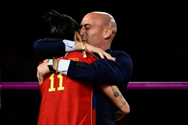 FIFA Womens World Cup 2023, Head of the Federation Luis Rubiales kisses Jenni Hermoso at the award ceremony