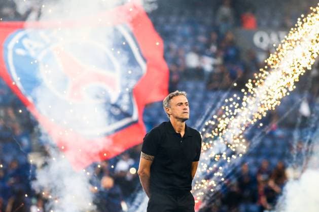 Paris Saint-Germain v RC Lens - Ligue 1 Uber Eats Martinez Garcia Luis Enrique coach of Paris Saint-Germain during the presentation of the new sinings of Paris Saint-Germain at Parc des Princes, in Paris, France, on August 26, 2023. Paris France  Copyright: xIbrahimxEzzatx originalFilename:ezzat-presenta230826_np1r1.jpg