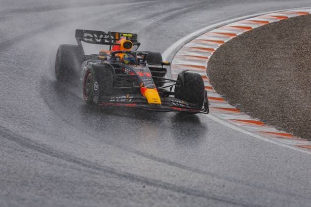 Sergio Perez Red Bull Racing in heavy rain on the track, Dutch Grand Prix, Motorsport, Formula 1, 2023 season, 27 08 2023 Dutch Grand Prix, Motorsport, Formula 1, 2023 season, 27 08 2023 Zandvoort Copyright: xEibner-Pressefoto AlexanderxNeisx EP_ANS