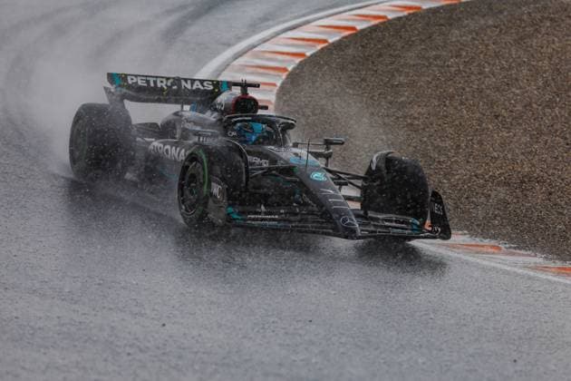 George Russel Mercedes AMG Petronas Motorsport in heavy rain on the track, Dutch Grand Prix, Motorsport, Formula 1, season 2023, 27 08 2023 Dutch Grand Prix, Motorsport, Formula 1, season 2023, 27 08 2023 Zandvoort Copyright: xEibner-Pressefoto AlexanderxNeisx EP_ANS