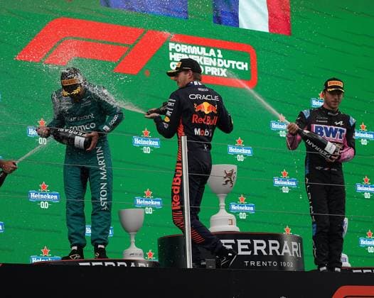 FORMULA 1 HEINEKEN DUTCH GRAND PRIX 2023 27 08 2023, Circuit Park Zandvoort, Zandvoort, FORMULA 1 HEINEKEN DUTCH GRAND PRIX 2023 , in picture winner Max Verstappen NLD , Oracle Red Bull Racing, 2 place for Fernando Alonso ESP , Aston Martin Aramco Cognizant Formula One Team, 3 place for Pierre Gasly FRA , BWT Alpine F1 Team nordphotoxGmbHx xBratic nph00250