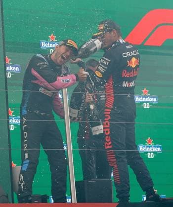 FORMULA 1 HEINEKEN DUTCH GRAND PRIX 2023 27 08 2023, Circuit Park Zandvoort, Zandvoort, FORMULA 1 HEINEKEN DUTCH GRAND PRIX 2023 , in picture winner Max Verstappen NLD , Oracle Red Bull Racing, 3rd place for Pierre Gasly FRA , BWT Alpine F1 Team nordphotoxGmbHx xBratic nph00250