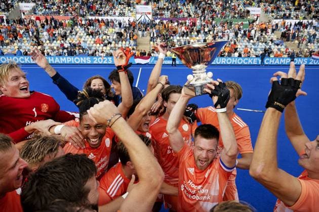 Bilder des Jahres 2023, Sport 08 August Sport Themen der Woche KW34 Sport Bilder des Tages MONCHENGLADBACH - The men s hockey team has become European champion by beating England 2-1 in the final at the EC Hockey and thus qualified for the Olympic Games, Olympische Spiele, Olympia, OS in Paris next year. ANP OLAF KRAAK xVIxANPxSportx xxANPxIVx 476463524 originalFilename: 476463524.jpg