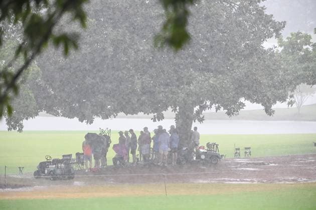 ATLANTA, GA - AUGUST 27: A weather delay has been called during the final round of the 2023 PGA, Golf Herren Tour Championship on August 27, 2023 at East Lake Golf Club in Atlanta, Georgia. (Photo by John Adams Icon Sportswire) GOLF: AUG 27 PGA - TOUR Championship EDITORIAL USE ONLY Icon23082700436