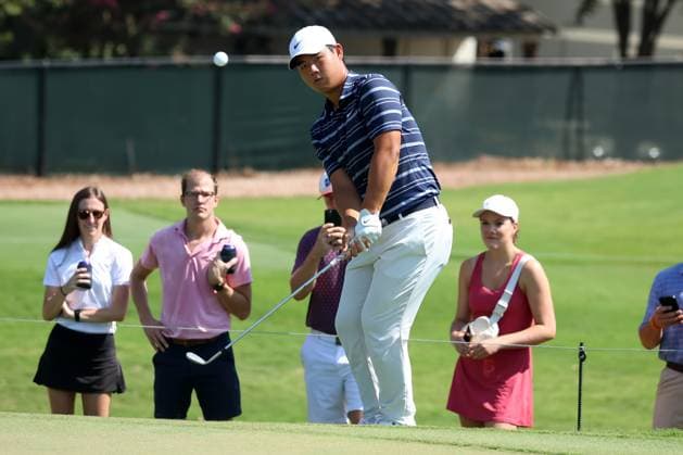 ATLANTA, GA - AUGUST 27: Tom Kim during the final round of the 2023 Tour Championship on August 27, 2023 at East Lake Golf Club in Atlanta, Georgia. (Photo by Michael Wade Icon Sportswire) GOLF: AUG 27 PGA, Golf Herren - TOUR Championship EDITORIAL USE ONLY Icon23082709