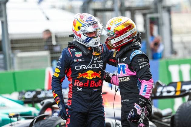 1 Max Verstappen NLD, Oracle Red Bull Racing , 10 Pierre Gasly FRA, BWT Alpine F1 Team , F1 Grand Prix of the Netherlands at Circuit Zandvoort on August 27, 2023 in Zandvoort, Netherlands Photo by HOCH ZWEI Zandvoort Netherlands