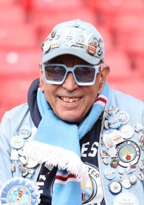 Mandatory Credit: Photo by Ryan Browne Shutterstock (14068018hi) A Manchester City fan. Sheffield United v Manchester City, Premier League, Football, Bramall Lane, Sheffield, UK - 27 Aug 2023 EDITORIAL USE ONLY No use with unauthorised audio, video, data, fixture lists, club league logos or live services. Online in-match use limited to 120 images, no video emulation. No use in betting, games or single club league player publications. Sheffield United v Manchester City, Premier League, Football, Bramall Lane, Sheffield, UK - 27 Aug 2023 EDITORIAL USE ONLY No use with unauthorised audio, video, data, fixture lists, club league logos or live services. Online in-match use limited to 120 images, no video emulation. No use in betting, games or single club league player publications. Copyright: xRyanxBrowne Shutterstockx 14068018hi