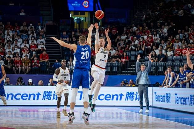 Basketball Okinawa 29 08 2023 FIBA Basketball World Cup 2023 World Cup Men Germany GER Finland FIN Andreas Obst Germany, No 42Alexander Madsen Finland, No 20