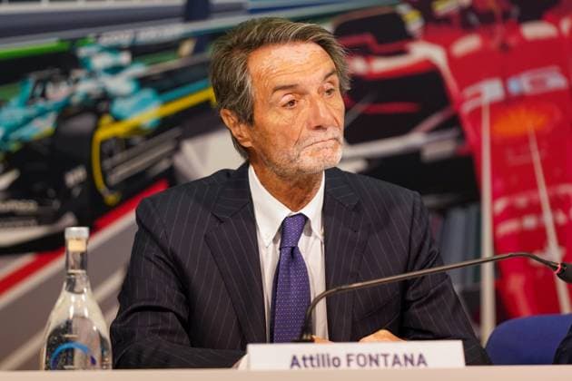 Formula 1 Pirelli Gran Premio d Italia Attilio Fontana, president of Lombardy region, during the presentation press conference, PK, Pressekonferenz Formula 1 Pirelli Gran Premio d Italia 2023 on August 29th, 2023 in Monza, Italy. Monza Italy  Copyright: xAlessioxMorgesex originalFilename:morgese-formula1230829_npMTb.jpg