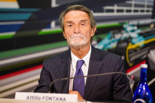 Attilio Fontana, President of Lombardy region , during the presentation press conference, PK, Pressekonferenz Formula 1 Pirelli Gran Premio d Italia 2023 on August 29th, 2023 in Monza, Italy. during 2023 GP Formula 1 Pirelli Grand Prix, Gran premio d Italia - Press Conference, Formula 1 Championship in Monza, Italy, August 29 2023 Copyright: xLucaxRossini IPAxSportx xipa-agex xx 0 IPA_IPA39929338