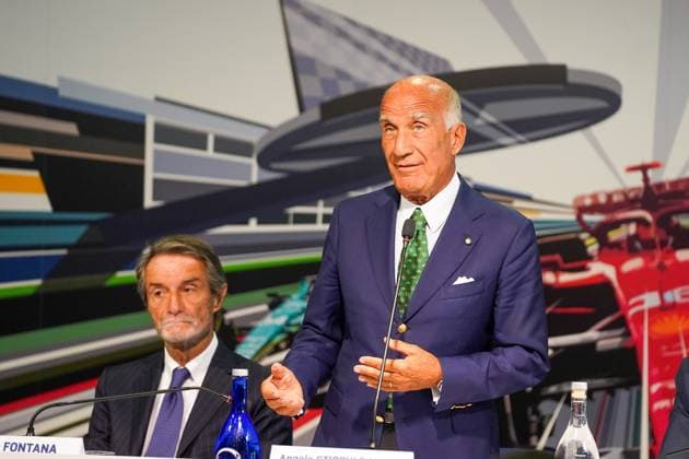 Angelo Sticchi Damiani, president of ACI Italia, during the presentation press conference, PK, Pressekonferenz Formula 1 Pirelli Gran Premio d Italia 2023 on August 29th, 2023 in Monza, Italy. during 2023 GP Formula 1 Pirelli Grand Prix, Gran premio d Italia - Press Conference, Formula 1 Championship in Monza, Italy, August 29 2023 Copyright: xLucaxRossini IPAxSportx xipa-agex xx 0 IPA_IPA39929349
