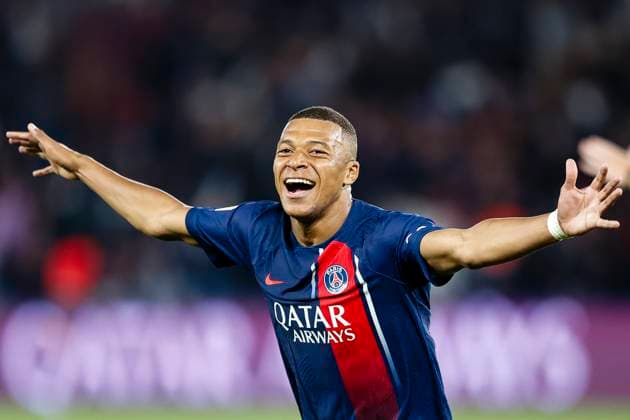 Paris, France August 26 Kylian Mbappe of Paris Saint Germain celebrates his goal during the Ligue 1 Uber Eats match between Paris Saint Germain and RC Lens at Parc des Princes on August 26, 2023 in Paris, France Paris Parc des Princes France Copyright: xJustPictures.ch EurasiaxSportxImagesx jp-en-EuSpIm-AB3_PSG_Lens_26Aug2023_PR208