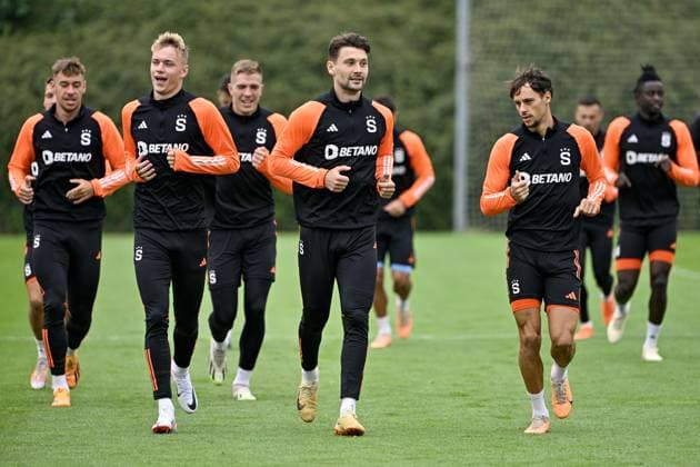 Soccer players of Sparta Praha in action during the training session prior to European League of Football 4th qualifying round return match: Sparta Praha vs Dinamo Zagreb in Prague, Czech Republic, August 30, 2023. (CTKxPhoto VitxSimanek) CTKPhotoP2023083003340  CTKPhotoP2023083003340