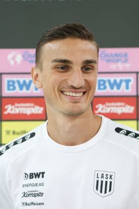 SOCCER - UEFA EL, Zrinjski vs LASK, preview LINZ,AUSTRIA,30.AUG.23 - SOCCER - UEFA Europa League, qualification, HSK Zrinjski Mostar vs Linzer ASK, preview, departure LASK. Image shows Philipp Ziereis (LASK).  GEPAxpictures xMathiasxMandl
