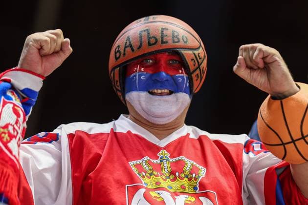 MANILA, PHILIPPINES - AUGUST 30: A fan of Serbia cheers during the first round Group B match between South Sudan and Serbia on day 6 of the FIBA Basketball World Cup at Araneta Coliseum on August 30, 2023 in Manila, Philippines.  Copyright: xVCGx 111451737433