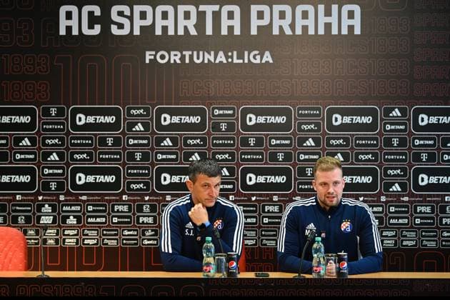 UEFA Europa League play-offs: Dinamo Zagreb press Head Coach od Dinamo Zagreb Sergej Jakirovic speaks on a press conference, PK, Pressekonferenz in Prague, Czech Republic, on August 30, 2023. ahead of the UEFA Europa League playoff 2nd match between Sparta Praha and Dinamo Zagreb. MarkoxLukunic PIXSELL
