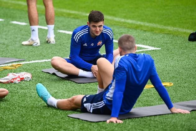 UEFA Europa League play-offs: Dinamo Zagreb training session Martin Baturina of Dinamo Zagreb during the training session at Letna Stadium in Prague, Czech Republic, on August 30, 2023. ahead of the UEFA Europa League playoff 2nd match between Sparta Praha and Dinamo Zagreb. MarkoxLukunic PIXSELL
