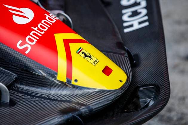 Scuderia Ferrari SF-23, mechanical detail front wing detail during the 2023 Formula 1 Pirelli Grand Premio d™Italia Grand Prix, 14th round of the 2023 Formula One World Championship, WM, Weltmeisterschaft from September 1 to 3, 2023 on the Autodromo Nazionale di Monza, in Monza, Italy - F1 - ITALIAN GRAND PRIX 2023 DPPI Panoramic  00123032__R3_4539