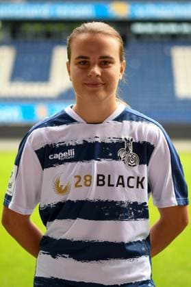 Kara Barthmann MSV Duisburg women GER, Football, MSV Duisburg women team presentation season 2023 24, 28 08 2023 DFL DFB REGULATES PROHIBIT ANY USE OF PHOTOGRAPHS AS IMAGE SEQUENCES AND OR QUASI VIDEO GER, Football, MSV Duisburg women team presentation season 2023 24, 28 08 2023 Duisburg Copyright: xEibner-Pressefoto ThomasxThienelx EP_TTL
