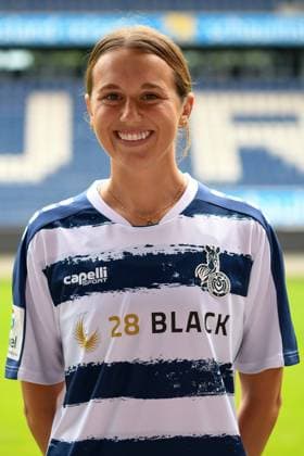 Alexandria Loy Hess MSV Duisburg women GER, Football, MSV Duisburg women team presentation season 2023 24, 28 08 2023 DFL DFB REGULATIONS PROHIBIT ANY USE OF PHOTOGRAPHS AS IMAGE SEQUENCES AND OR QUASI VIDEO GER, Football, MSV Duisburg women team presentation season 2023 24, 28 08 2023 Duisburg Copyright: xEibner-Pressefoto ThomasxThienelx EP_TTL