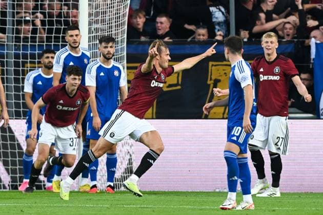 Sparta Praha v Dinamo Zagreb - UEFA Europa League Play Off Round: Second Leg Asger Sorensen of Sparta Praha celebrates a goal during the UEFA Europa League Play Off Round Second Leg match between Sparta Praha and Dinamo Zagreb at Letna Stadium on August 31, 2023 in Prague, Czech Republic. MarkoxLukunic PIXSELL