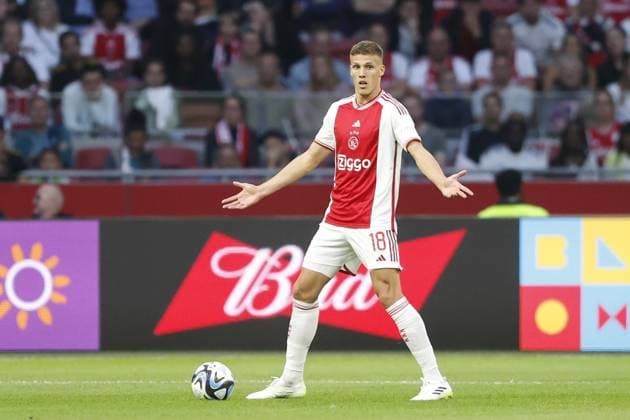 AMSTERDAM , 31-08-2023 , Johan Cruijff Arena , UEFA Europa League season 2023 2024 , Play-offs 2nd leg , match between Ajax and Ludogorets , Ajax player Jakov Medic Ajax - Ludogorets  x22143778x Copyright: