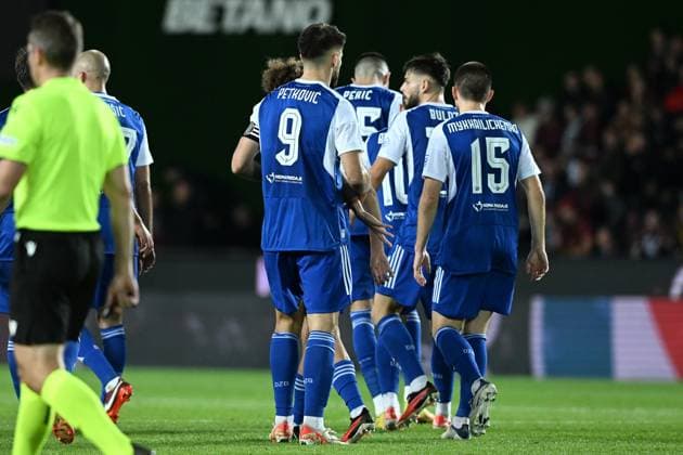 Sparta Praha v Dinamo Zagreb - UEFA Europa League Play Off Round: Second Leg Players of Dinamo Zagreb celebrates a goal during the UEFA Europa League Play Off Round Second Leg match between Sparta Praha and Dinamo Zagreb at Letna Stadium on August 31, 2023 in Prague, Czech Republic. MarkoxLukunic PIXSELL
