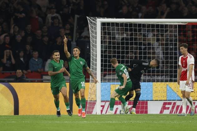 Fußball, EL Quali, Ajax Amsterdam - Ludogorez Rasgrad AMSTERDAM , 31-08-2023 , Johan Cruijff Arena , UEFA Europa League season 2023 2024 , Play-offs 2nd leg , match between Ajax and Ludogorets , Ludogorets Razgrad player Matias Tissera celebrating his goal 0-1 Ajax - Ludogorets  x22144880x Copyright: