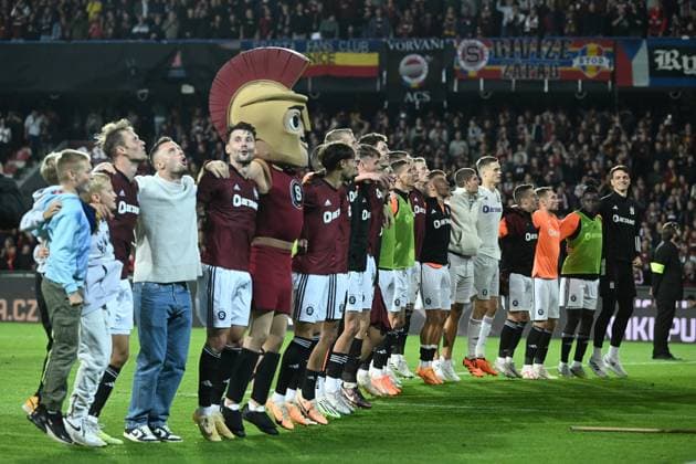 Sparta Praha v Dinamo Zagreb - UEFA Europa League Play Off Round: Second Leg Players of Sparta Praha celebrates the win during the UEFA Europa League Play Off Round Second Leg match between Sparta Praha and Dinamo Zagreb at Letna Stadium on August 31, 2023 in Prague, Czech Republic. MarkoxLukunic PIXSELL
