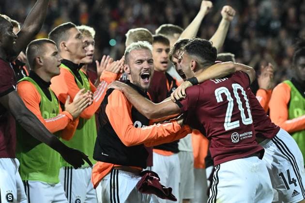 Sparta Praha v Dinamo Zagreb - UEFA Europa League Play Off Round: Second Leg Players of Sparta Praha celebrates the win during the UEFA Europa League Play Off Round Second Leg match between Sparta Praha and Dinamo Zagreb at Letna Stadium on August 31, 2023 in Prague, Czech Republic. MarkoxLukunic PIXSELL