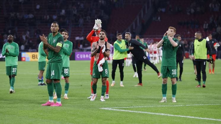 Fußball, EL Quali, Ajax Amsterdam - Ludogorez Rasgrad AMSTERDAM , 31-08-2023 , Johan Cruijff Arena , UEFA Europa League season 2023 2024 , Play-offs 2nd leg , match between Ajax and Ludogorets , Ludogorets Razgrad acknowledges the fans after win 0-1 Ajax - Ludogorets  x22145352x Copyright: