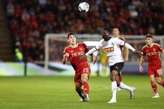 Aberdeen v BK Hacken Europa League 31 08 2023. Play Off Jamie McGrath (7) of Aberdeen during the Europa League play off match between Aberdeen and BK Hacken at Pittodrie Stadium, Aberdeen, Scotland on 31 August 2023. Aberdeen Pittodrie Stadium Aberdeenshire Scotland Editorial use only , Copyright: xStephenxDobsonx PSI-17931-0052
