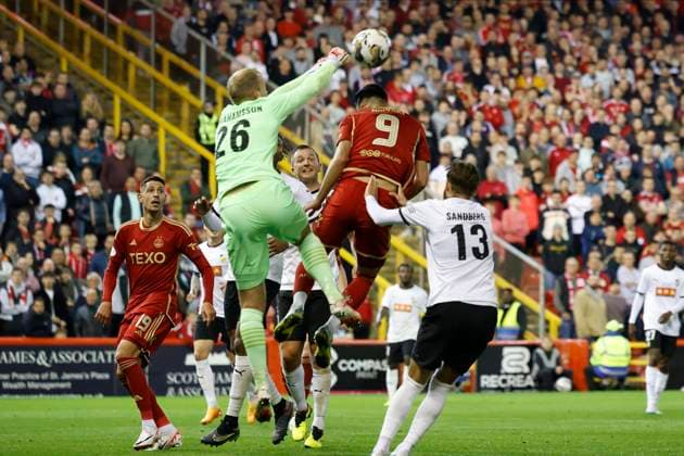 Aberdeen v BK Hacken Europa League 31 08 2023. Play Off BK Hacken™s Peter Abrahamsson (26) during the Europa League play off match between Aberdeen and BK Hacken at Pittodrie Stadium, Aberdeen, Scotland on 31 August 2023. Aberdeen Pittodrie Stadium Aberdeenshire Scotland Editorial use only , Copyright: xStephenxDobsonx PSI-17931-0125