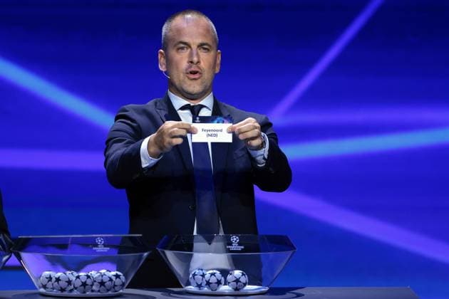 Monte Carlo, Monaco, 31st August 2023. Former England, Chelsea and West Ham player Joe Cole pulls out Feyenoord from the pot during the draw of the UEFA European Club Football Season Kick Off - Monaco. Picture date: 31st August 2023. Picture credit should read: Jonathan Moscrop Sportimage EDITORIAL USE ONLY. No use with unauthorised audio, video, data, fixture lists, club league logos or live services. Online in-match use limited to 120 images, no video emulation. No use in betting, games or single club league player publications. SPI-2544-0075