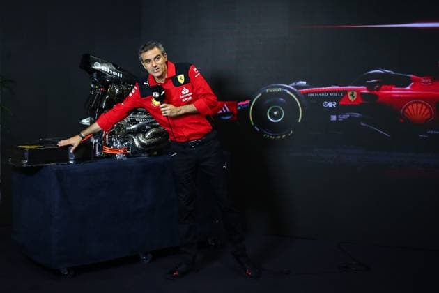 Enrico Gualtieri Scuderia Ferrari Technical Director Power Unit, portrait, engine Scuderia Ferrari SF-23, mechanical detail during the 2023 Formula 1 Pirelli Grand Premio d™Italia Grand Prix, 14th round of the 2023 Formula One World Championship, WM, Weltmeisterschaft from September 1 to 3, 2023 on the Autodromo Nazionale di Monza, in Monza, Italy - F1 - ITALIAN GRAND PRIX 2023 DPPI Panoramic  00123032_EA010548.JPG