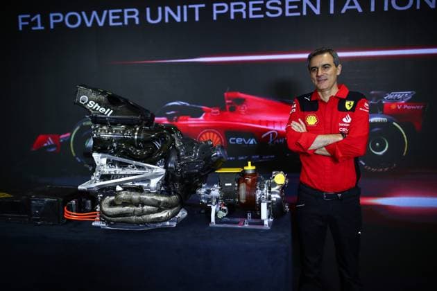 Enrico Gualtieri Scuderia Ferrari Technical Director Power Unit, portrait, engine Scuderia Ferrari SF-23, mechanical detail during the 2023 Formula 1 Pirelli Grand Premio d™Italia Grand Prix, 14th round of the 2023 Formula One World Championship, WM, Weltmeisterschaft from September 1 to 3, 2023 on the Autodromo Nazionale di Monza, in Monza, Italy - F1 - ITALIAN GRAND PRIX 2023 DPPI Panoramic  00123032_EA010517.JPG