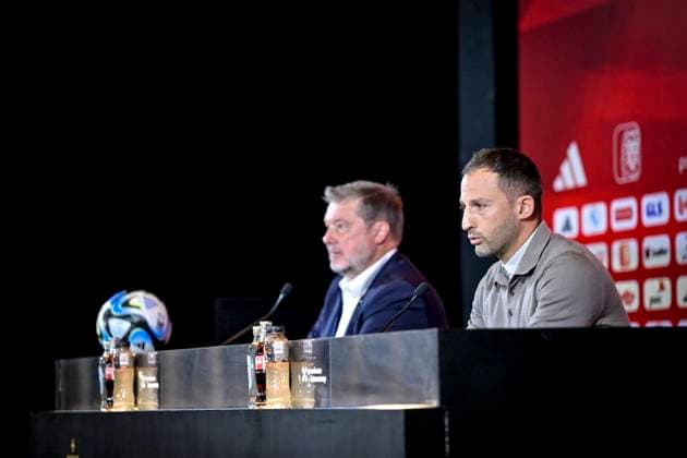 Tedesco Domenico head coach of Belgian Team national team, Nationalteam selection - 1-09-23 TUBEKE, BELGIUM - SEPTEMBER 01 : Tedesco Domenico head coach of Belgian Team during the presentation of his selection of the belgian national team on September 1, 2023 in TUBEKE, BELGIUM, 01 09 2023 TUBEKE BELGIUM  Copyright: xSesx