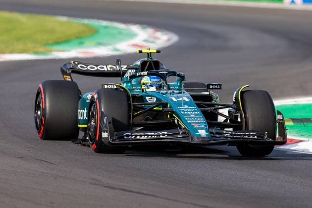 MONZA, ITALY - SEPTEMBER 01: Aston Martin Racing driver Fernando Alonso (14) of Spain during practice for the F1 Italian Grand Prix on Friday, September 1, 2023 at the Autodromo Nazionale Monza in Monza, Italy. (Photo by Bob Kupbens Icon Sportswire) AUTO: SEP 01 F1 Italian Grand Prix EDITORIAL USE ONLY Icon230901246