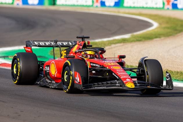 MONZA, ITALY - SEPTEMBER 01: Ferrari driver Charles Leclerc (16) of Monaco during practice for the F1 Italian Grand Prix on Friday, September 1, 2023 at the Autodromo Nazionale Monza in Monza, Italy. (Photo by Bob Kupbens Icon Sportswire) AUTO: SEP 01 F1 Italian Grand Prix EDITORIAL USE ONLY Icon230901255