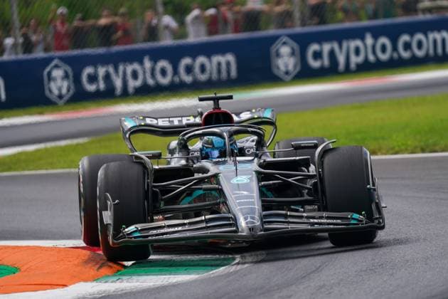 F1 Grand Prix of Italy - Practice George Russell of uk driving the (63) Mercedes-AMG Petronas F1 Team F1 W14 E Performance Mercedes during the Formula 1 Pirelli Gran Premio d Italia 2023 on September 1st, 2023 in Monza, Italy. Monza Italia  Copyright: xAlessioxMorgesex originalFilename:morgese-formula1230901_np4tV.jpg