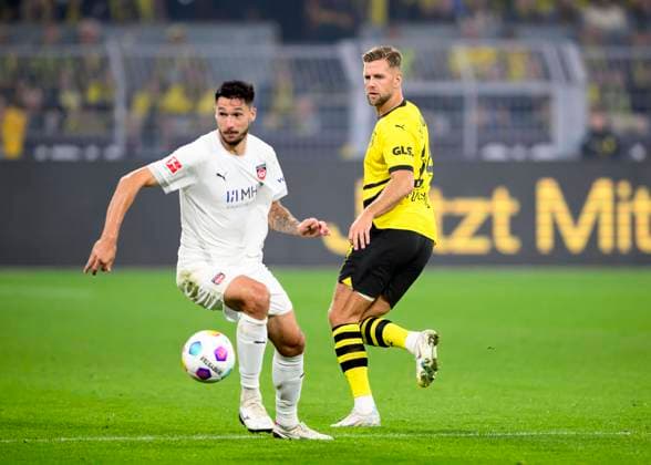 v l Tim KLEINDIENST HDH , Niclas FUELLKRUG Füllkrug DO action, duel, Football 1 Bundesliga, Matchday 3, Borussia Dortmund DO 1 FC Heidenheim HDH 2 2, on 01 09 2023 in Dortmund Germany DFL regulations prohibit any use of photographs as image sequences and or quasi video Â