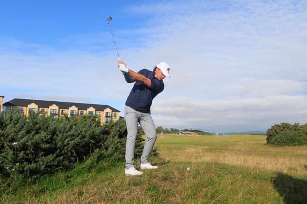 2nd September 2023; Old Course at St Andrews, St Andrews, Fife, Scotland; Walker Cup, Great Britain and Ireland versus USA, First Round; James Ashfield of Great Britain and Ireland plays from the rough on the second hole on the Old Course, St Andrews, during his foursomes match  ActionPlus12549257 DavidxYoung