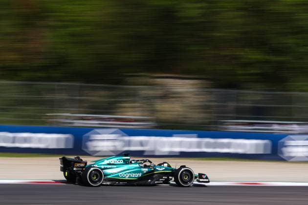 18 STROLL Lance (can), Aston Martin F1 Team AMR23, action during the 2023 Formula 1 Pirelli Grand Premio d™Italia Grand Prix, 14th round of the 2023 Formula One World Championship, WM, Weltmeisterschaft from September 1 to 3, 2023 on the Autodromo Nazionale di Monza, in Monza, Italy - F1 - ITALIAN GRAND PRIX 2023 DPPI Panoramic  EA012307