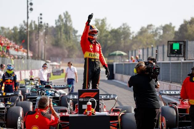 55 Carlos Sainz ESP, Scuderia Ferrari , F1 Grand Prix of Italy at Autodromo Nazionale Monza on September 2, 2023 in Monza, Italy Photo by HOCH ZWEI Monza Italy