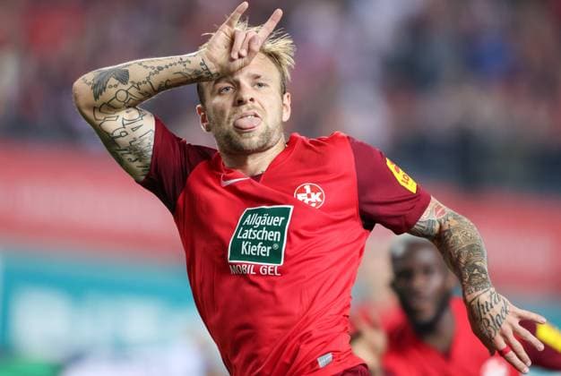 Bilder des Jahres 2023, Sport 09 September Bilder des Jahres 2023, Sport 09 September Fussball - 2. BL - 1. FC Kaiserslautern - 1. FC Nürnberg - 02.09.23, Teuflischer Jubel nach seinem Treffer - Tymoteusz Puchacz (FCK), - *** Football 2 BL 1 FC Kaiserslautern 1 FC Nuremberg 02 09 23, devilish cheers after his goal Tymoteusz Puchacz FCK ,