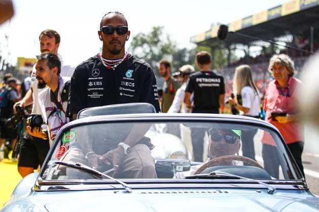 Italy, Monza, 03 09 2023, Autodromo di Monza, F1 Grand Prix of Italy Race, Lewis Hamilton of Great Britain and Mercedes during the drivers parade Monza Autodromo di Monza Monza Italy  eu-images-645